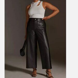 NWT Anthropologie Maeve 24W The Colette Cropped Wide-Leg Faux Leather Pants 24 W